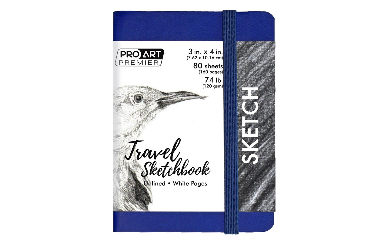 Pro Art Premier Sketch Book Travel 4"x 3" White 74lb Royal Blue 80 Sheets, Sketch Book, Sketchbook, Drawing Pad, Sketch Pad, Drawing Paper, Art Book, Drawing Book, Art Paper, Sketchbook for Drawing